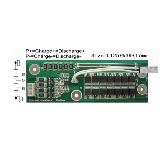 Lithium Battery Management System 3S 4S BMS 25A PCM-L04S20-690(A-6) with Blance function and Temperature protection