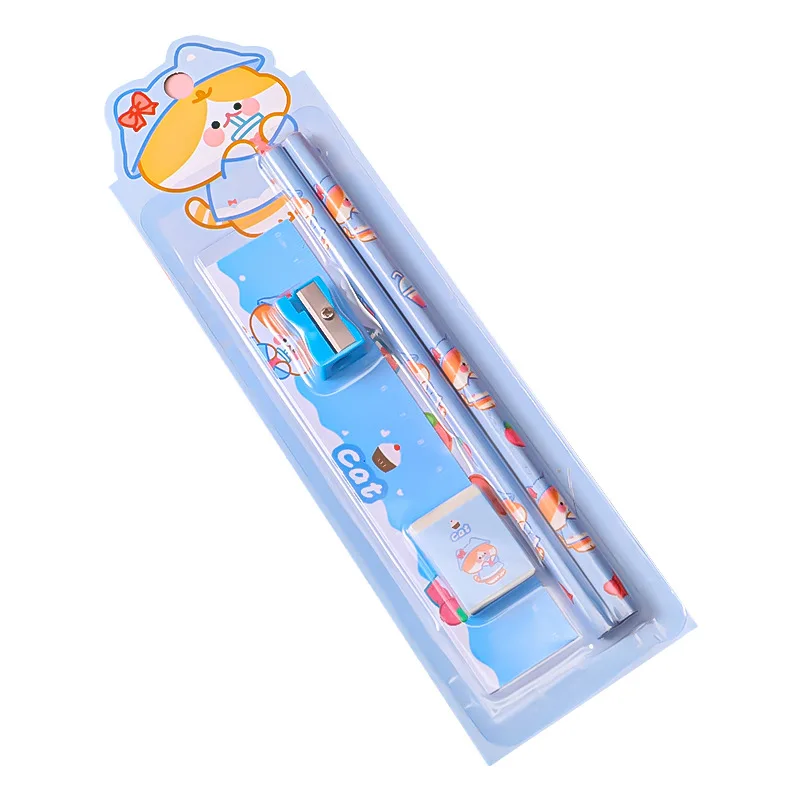 5-piece-pencil Set School Supplies Children Stationery Pencil Sharpener Eraser Student Pencil Set