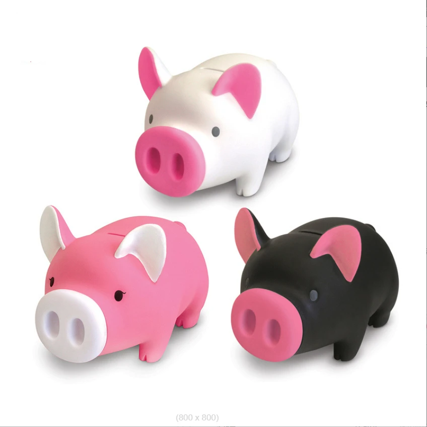 Wholesale Animal PVC Soft Plastic Pink Pig Money Coin Box Promo Gift Piggy Banks For Kids Custom Logo Cute Piggie Money Box Gift