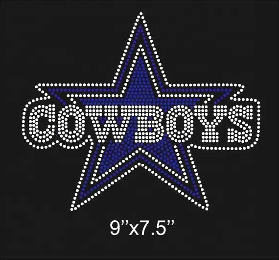 Custom football team bling hotfix transfers design rhinestone transfers dallas cowboys iron on rhinestone transfer
