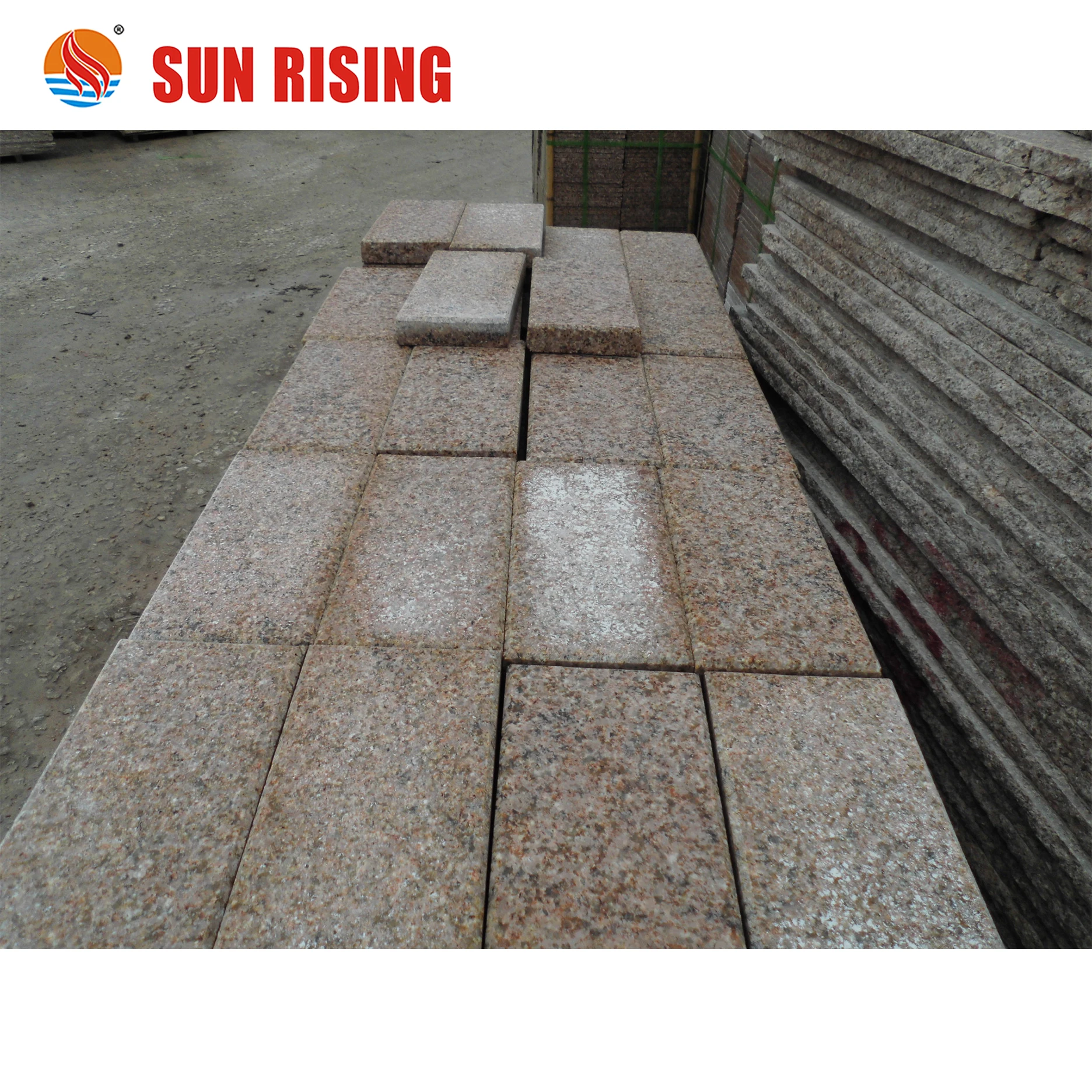 Flamed Surface  G682 Yellow Rusty  Granite Stone  French Pattern Tile For Outdoor Paving