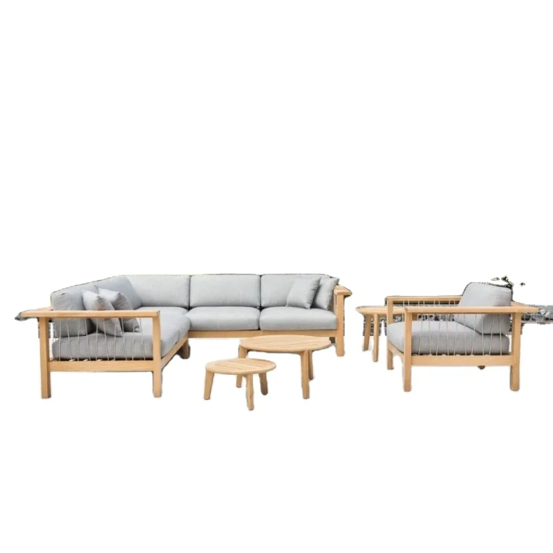 Современная мебель для патио, садовый диван, уличная деревянная мебель, комплект уличных диванов из тика