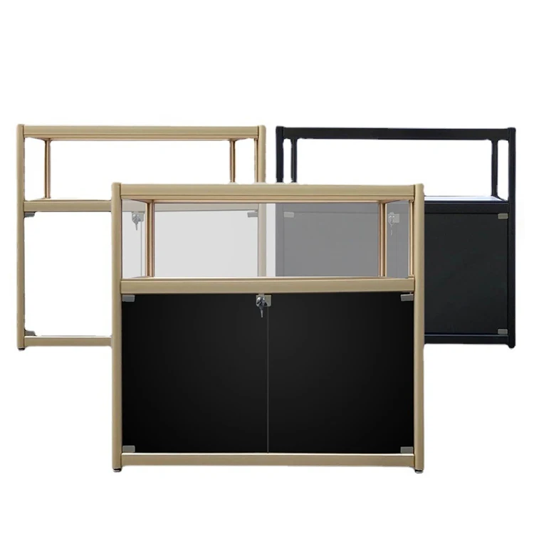 Custom retail tobacco shop display cabinet Lockable aluminum frame glass display cabinet