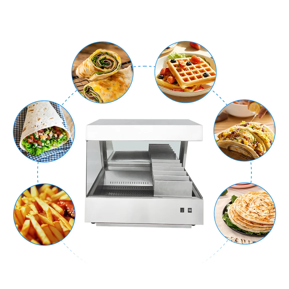 New Arrival Stainless Steel Fast Food Display Warmer Comercial Table Top Chips Warmer For Restaurant