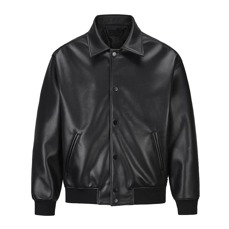 New customized men zipper down faux leather jackets high quality fashion men coats outerwear