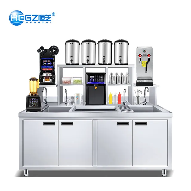 Stainless steel milk tea shop counter design display for shop