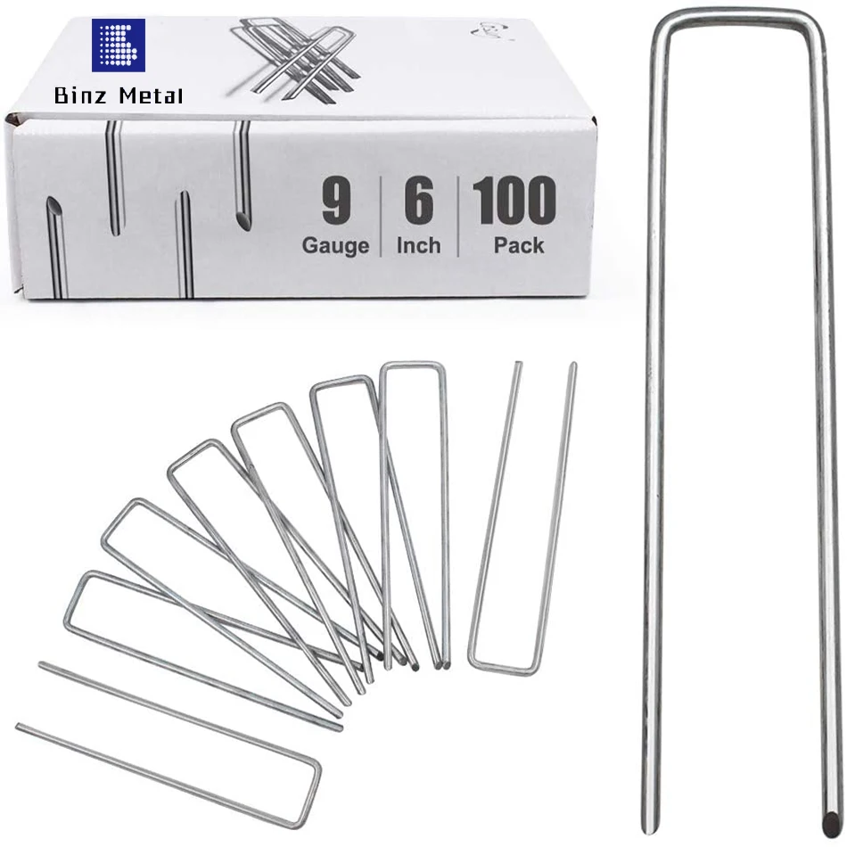 Galvanized Steel Garden Ground Stakes Landscape Fabric U Shaped Nails Garden Sod Staples