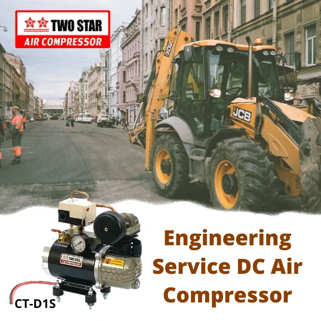  24V High Efficiency Weatherproof Long Duty Cycle DC Oil Less Professional Onboard Construction Truck Air Compressor Pump