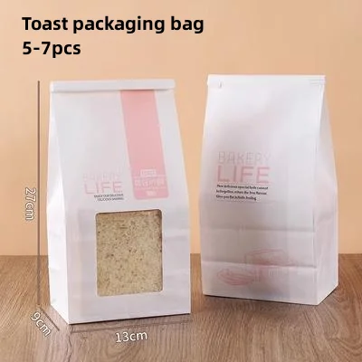 Custom Bakery Paper Packaging Bag Bread Loaf Bagel Toast Brown Bakery Bread Paper Bags Kraft Paper Window Bag
