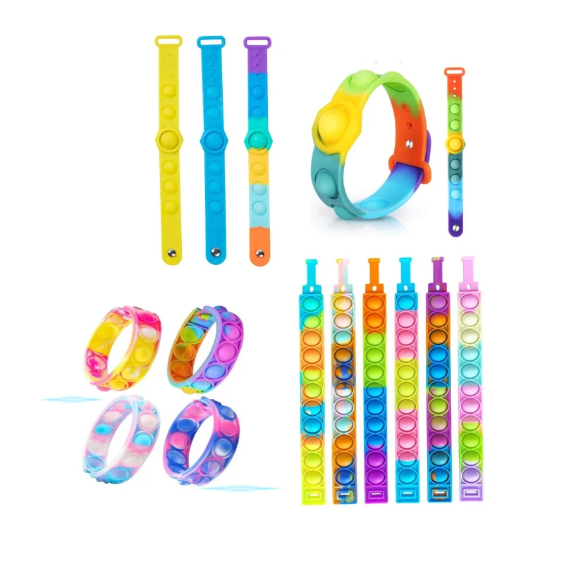 Decompression toy push pop fidget bracelet stress relief wristband photosensitive colors changeable