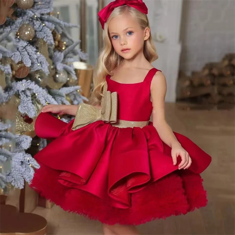 Kids Christmas Ball Gown Piano Performance Runway Show Princess Party Dresses Baby Girls Luxury Christmas Evening Dresses