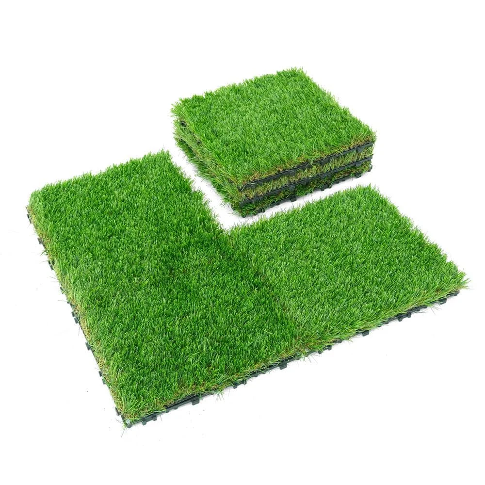 30mm Natural Green Durable Decorative Green Football Soccer Tennis Garden Ground Landscape Synthetic Turf Interlocking Tiles