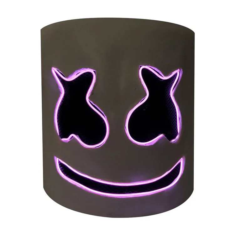 Wholesale LED glowing EL wire Costume  Halloween mask marshmallow dancing cotton candy party mask