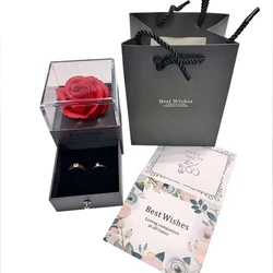 Искусственное ароматизированное мыло, цветок розы в акриловой шкатулке для ювелирных изделий с сумкой-тоутом, подарок на день Святого Валентина 2021
