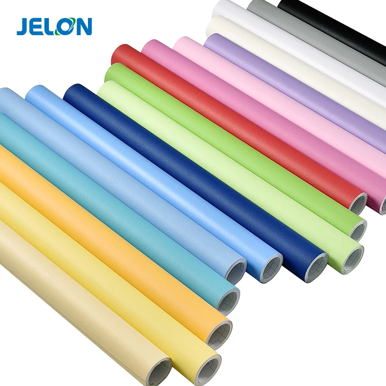 Modern White Purple Solid Color Pvc Paper Waterproof Wallpaper For Kids Room Cabinet Decor