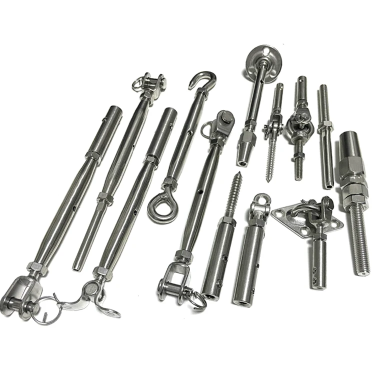 Heavy duty marine swageless and swage wire cable rail jaw toggle hook eye terminal turnbuckle