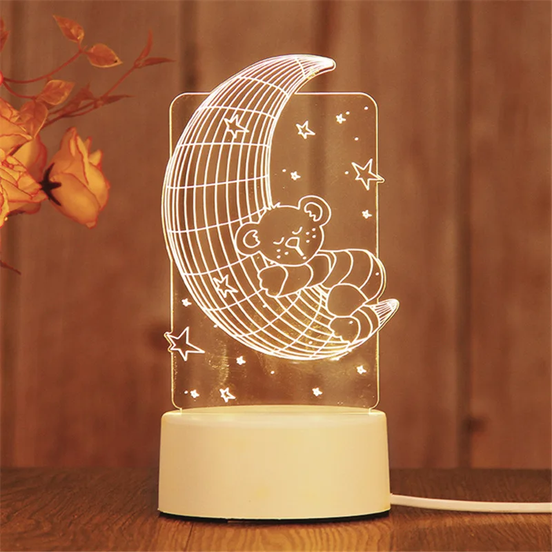 3D Colorful Light ABS Lamp Base Acrylic Led for Night 3d Illusion Christmas