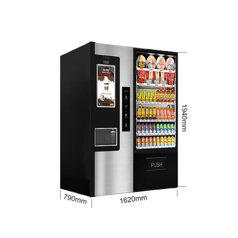 LPMIE Popular Ground Coffee and Snacks Vending Machine Drink for Coffe Bean  Combo Vending Machine for Hotel Airport Company