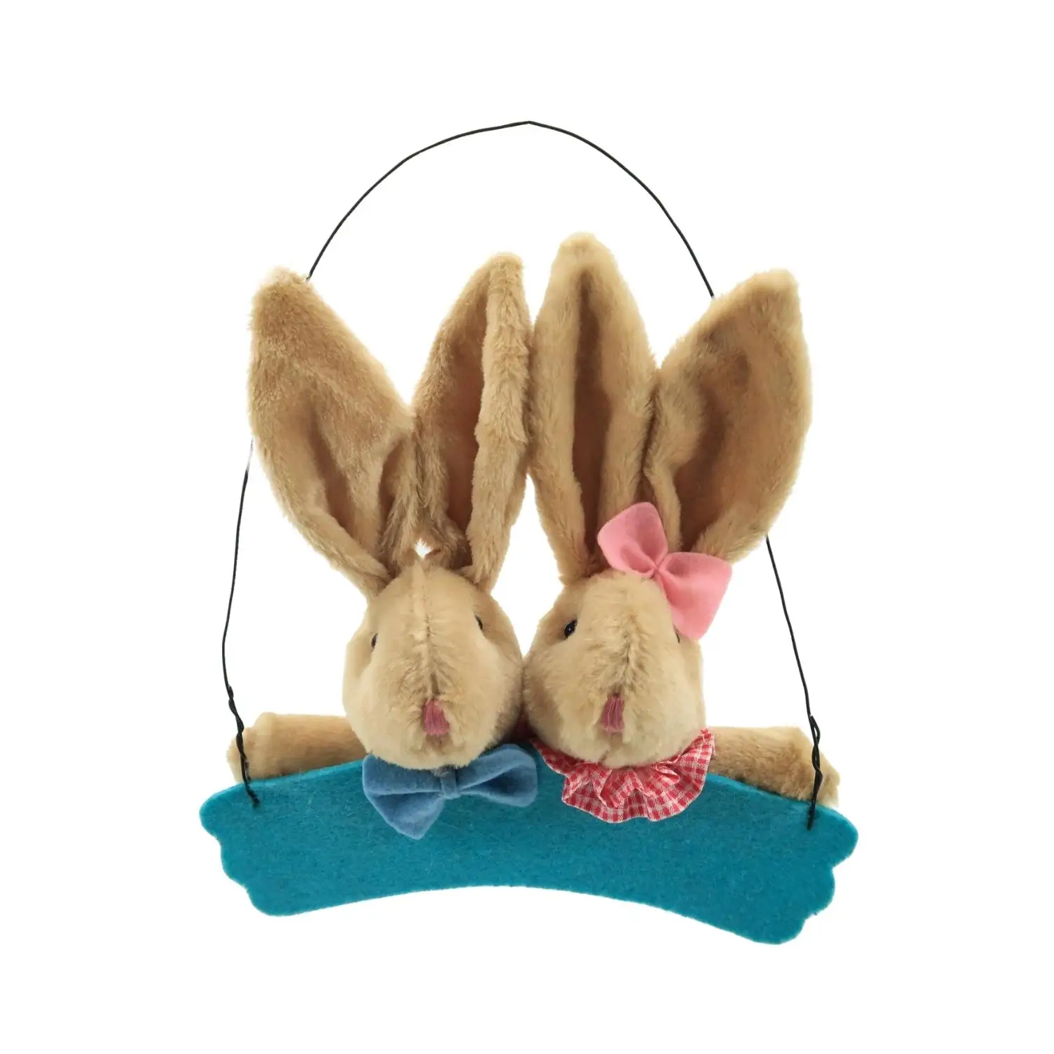 Easter Decoration for Front Door Happy Easter Rabbit Door Welcome Sign Hanging Sign Plush Easter Bunny