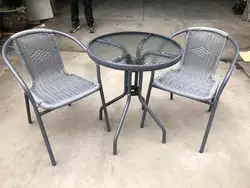 Wholesale Cheap Outdoor Patio Furniture Balcony Rattan Bistro Set 3 piece Tables and Stacking Chairs Set for Cafes Restaurant