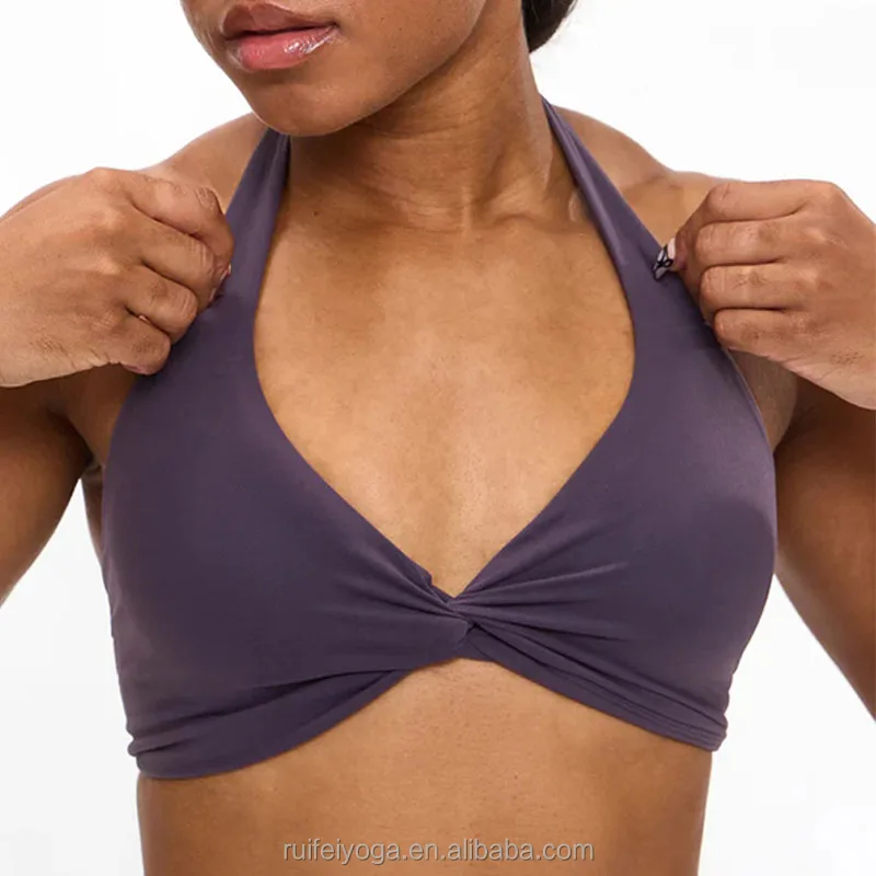 Custom Logo Sport Wear Workout Yoga Gym Fitness Sets Two Pieces Open Back Twisted Halter Sports Bra And Legging Set For Women