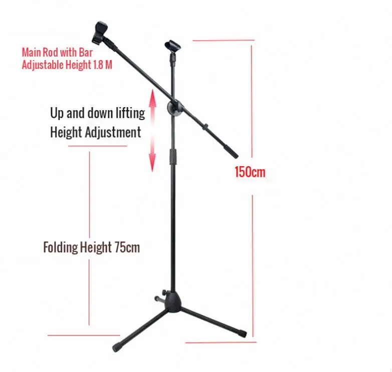 OEM Professional Studio Adjustable Mic Stands Clip Mike Stand Floor Tripod Microphone Holder Microphone Stand