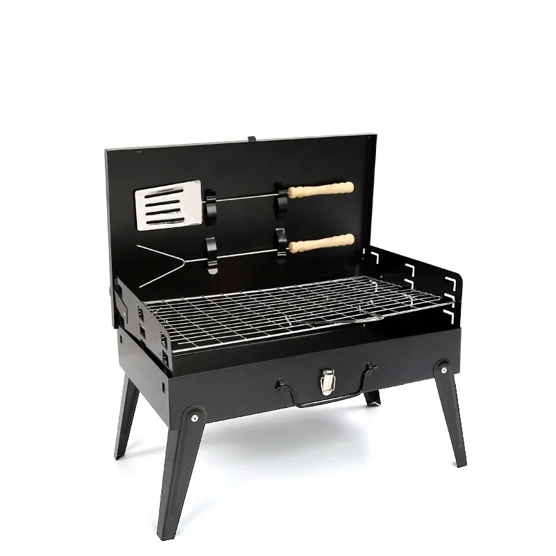 Charcoal BBQ grill set folding portable expandable outdoor camping windproof barbecue grill