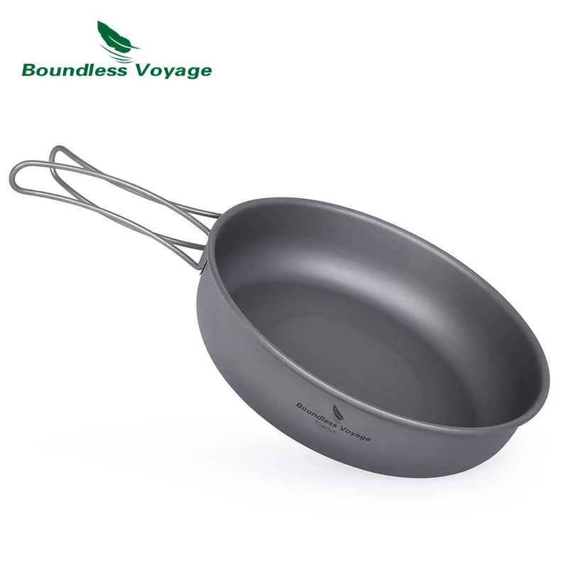 Boundless Voyage Camping Cookware Ultralight Titanium Fry Pan Titanium Pan for Picnic Outdoor Pfolding skillet titanium