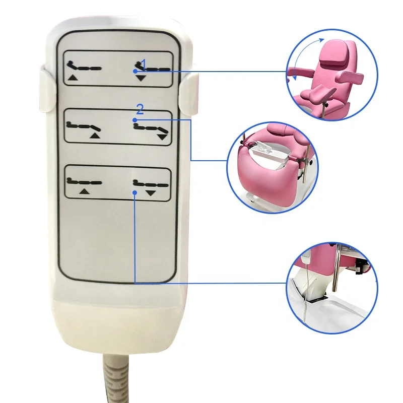 Clinic Electric Gynecological Examination Chair Pink Color Gynecological beds 3 Motors With Wheels Gynecological Exam Bed
