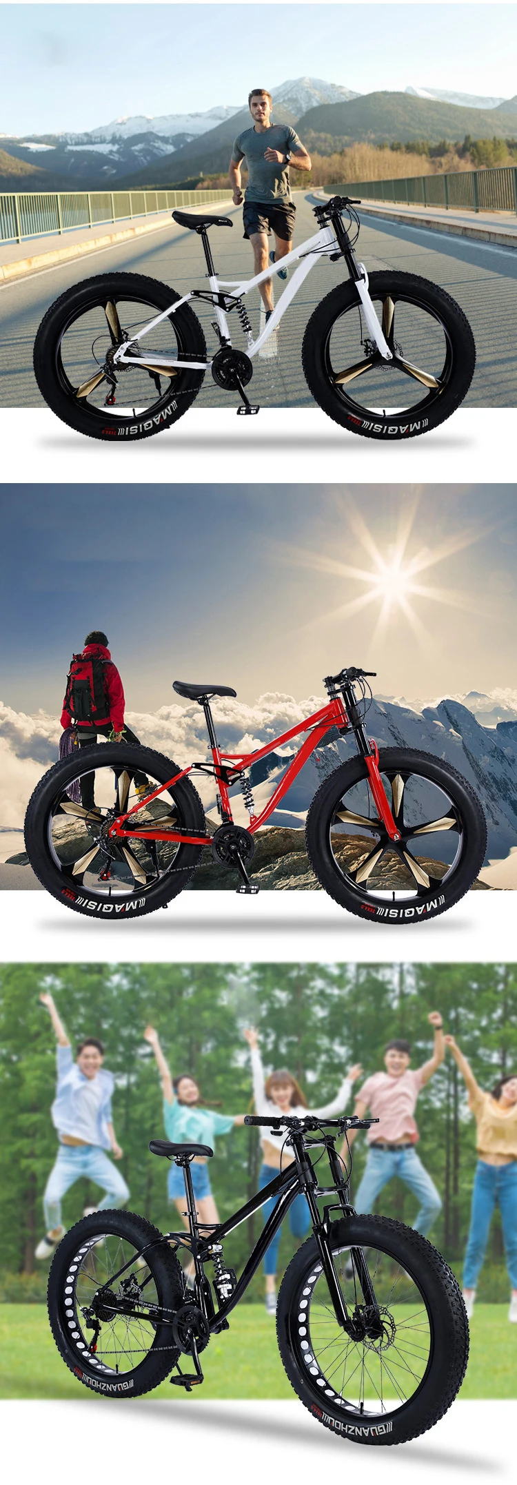 Adults snow bike with micro-speed change kit factory carbon steel frame 21 speed double shock absorption mountain bike