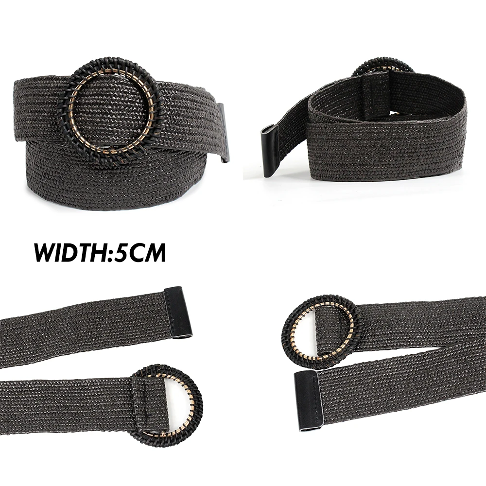 Custom Raffia belt manufacturing companies Straw buckle belt supplier women belt for ladies