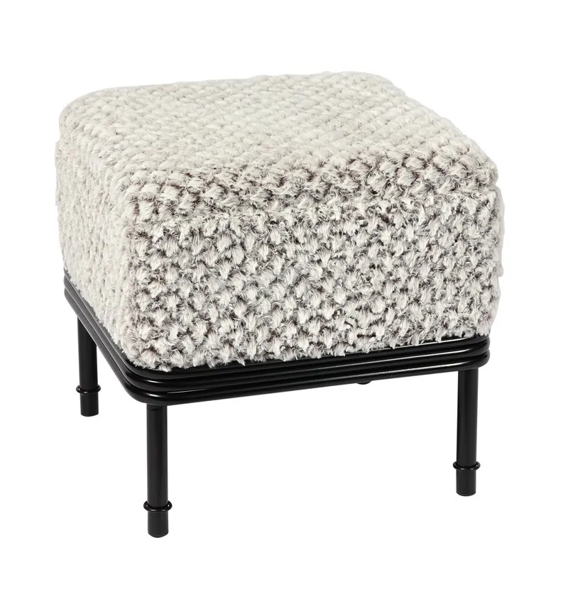Bailey Tufted Velvet Footrest Stool Ottoman Modern Foot Stool with Metal Leg Footstool