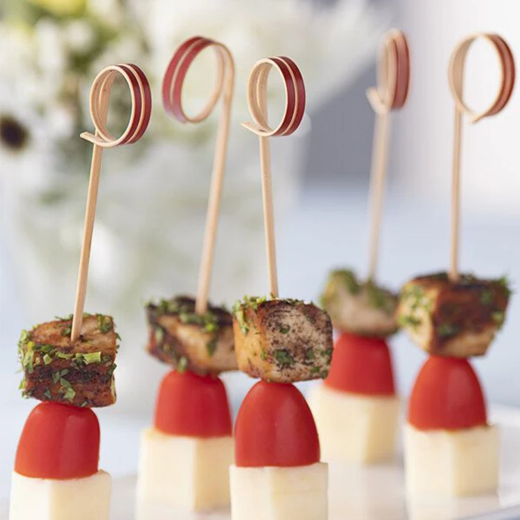 Natural Bamboo Finger Skewers Restaurant Appetizer Food Fruit Dessert Picks Biodegradable Bar Decoration Dried Bamboo Stick