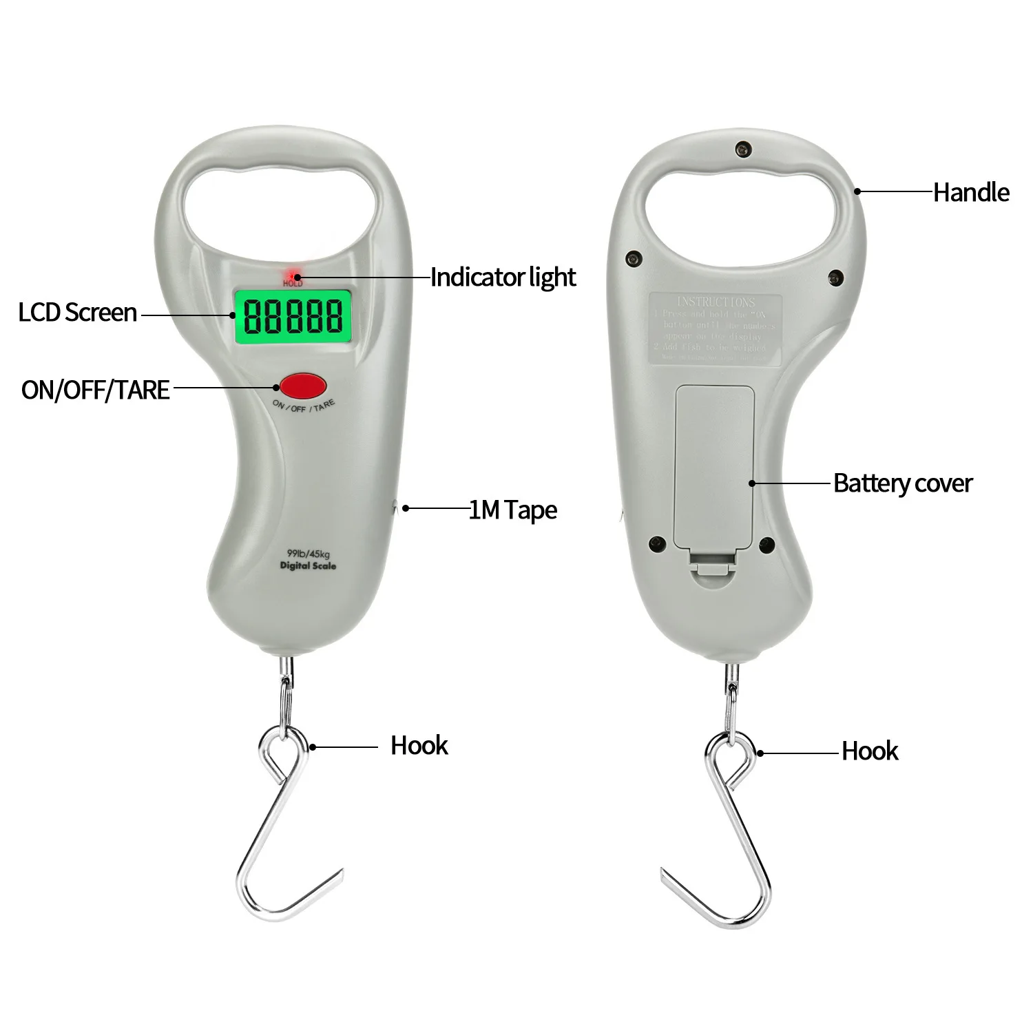 50kg Fish Scale Digital Weight with Ruler Measure Temperature Sensor