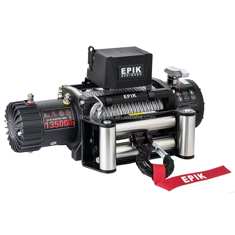 Oem Odm 4x4 Overland Truck Suv Winches Car Pulling Cart 13500Lbs Durable  3-Stage Planetary Steel Rope Wireless Remote Control