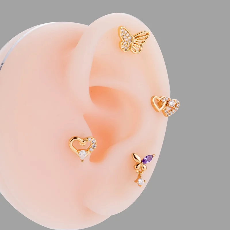1PC Trendy Zircon Ear Tragus Stud Piercing 316L Surgical Steel Daith Earrings Helix Cartilage Piercing Earring for Women