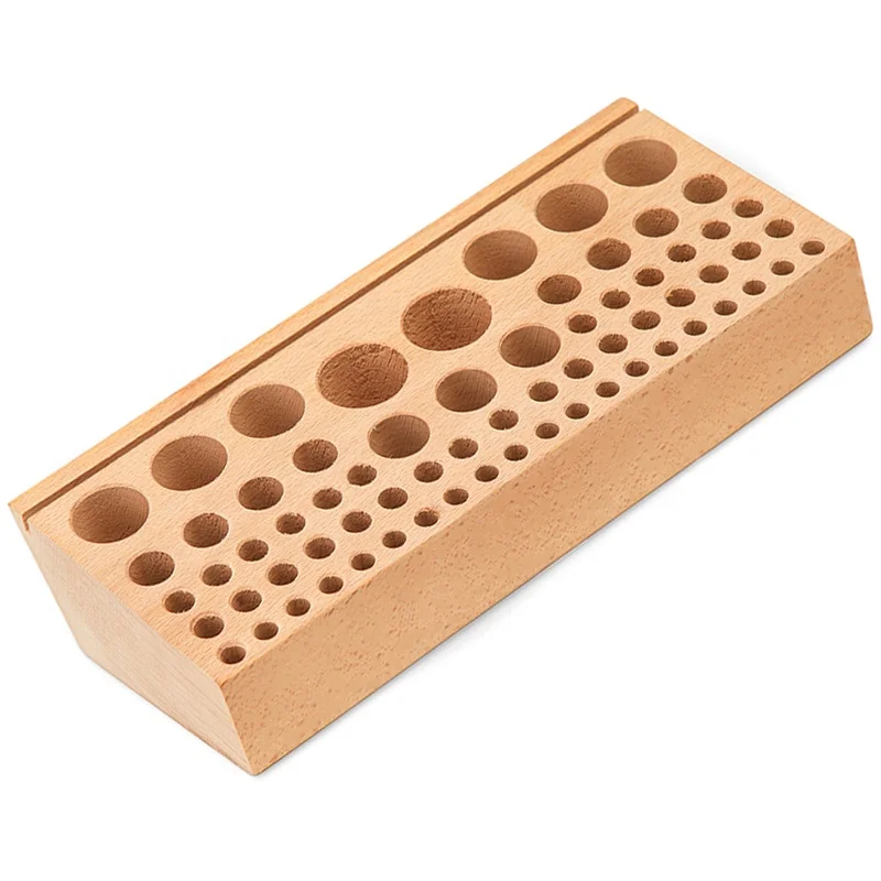 Beech Wooden Tools Rack Stand Punch Tools Organizer Storage 68 Holes Leather Tools Wooden Rack