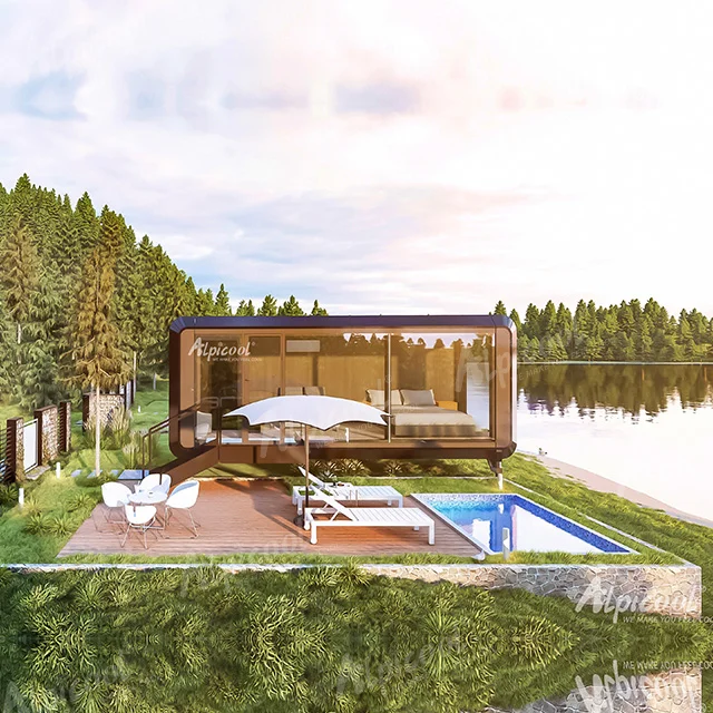 Luxury small prefab houses mobile intelligence hotel outdoor camping modular lake house assembled prefab house