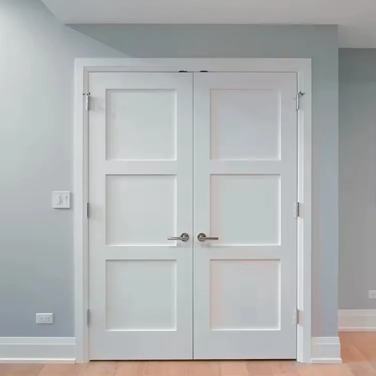 American traditional shaker style swing entrance double wooden door for sale