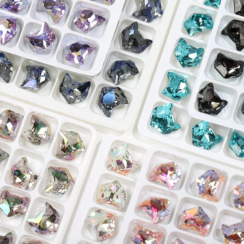 High Grade Rhinestones Wholesale 10mm Fox animal Point Back strass Moonlight Rhinestone for Jewelry accessories glass diamond