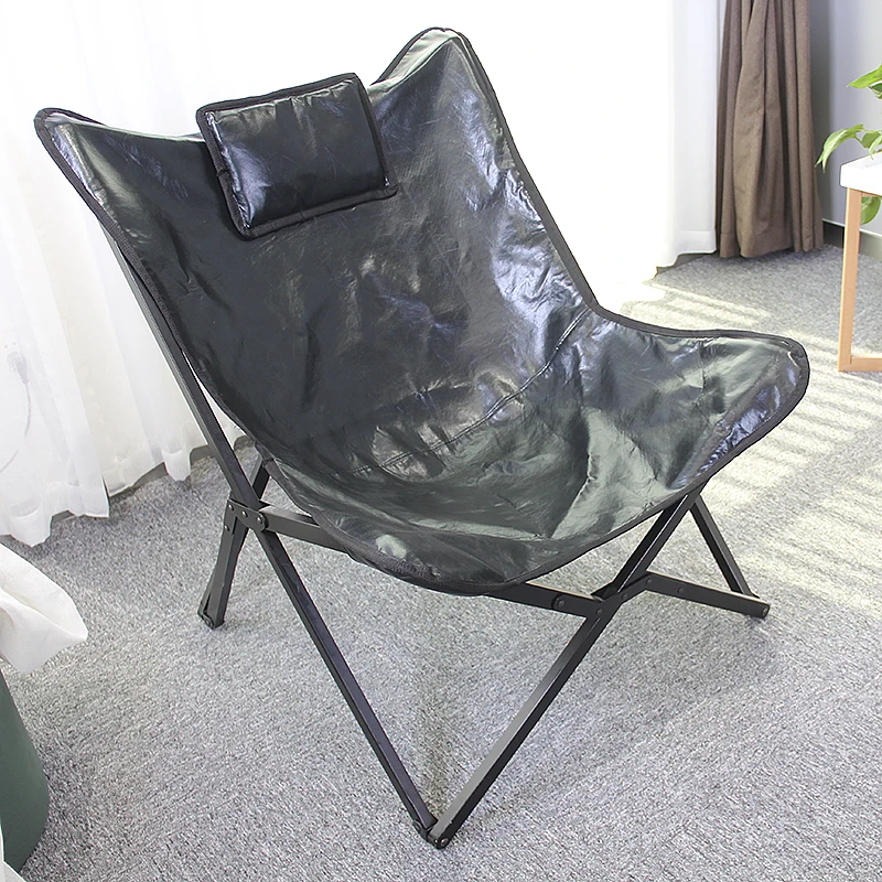 HStex Leather Luxury Outdoor Portable Foldable Home Folding Camping Stool Leisure Butterfly Chair