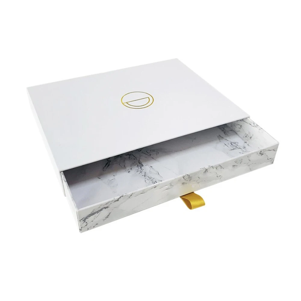 Handmade high quality durable hard rigid cardboard white customized logo square big drawer box for laptop