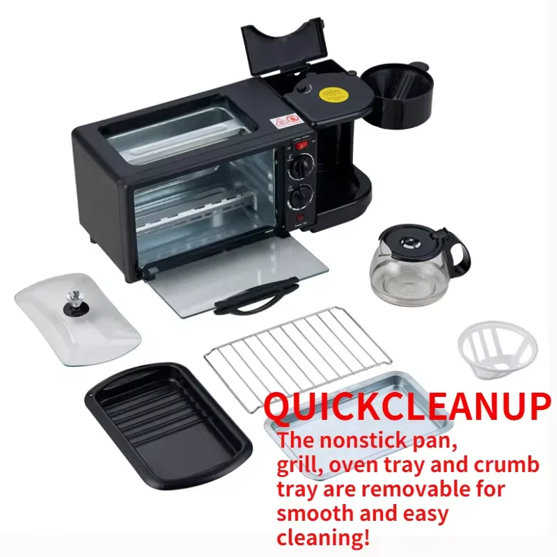 9L Multifunctional Cooking Surface Nonstick Pan Grill Coffee Machine Breakfast Maker with Timer 5 4 3 in 1 Electric Plastic Oem