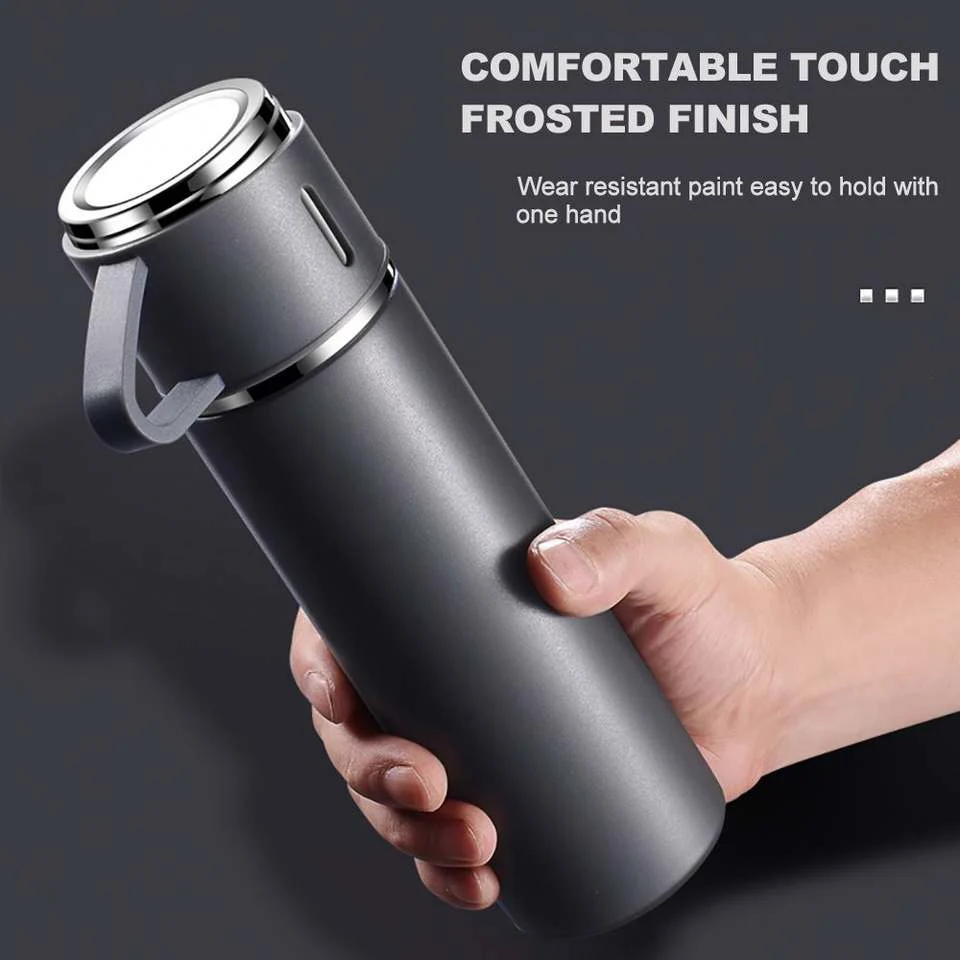 2023 Eco Friendly 500ml Stainless Steel Vacuum Thermos Insulated Water Bottle with 3 Lids