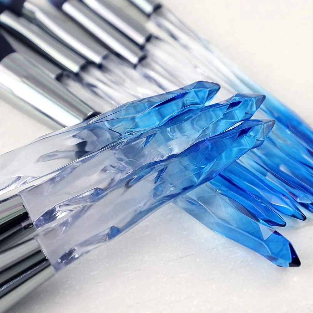 Cute crystal bling clear handle 10 pcs professional makeup brush set