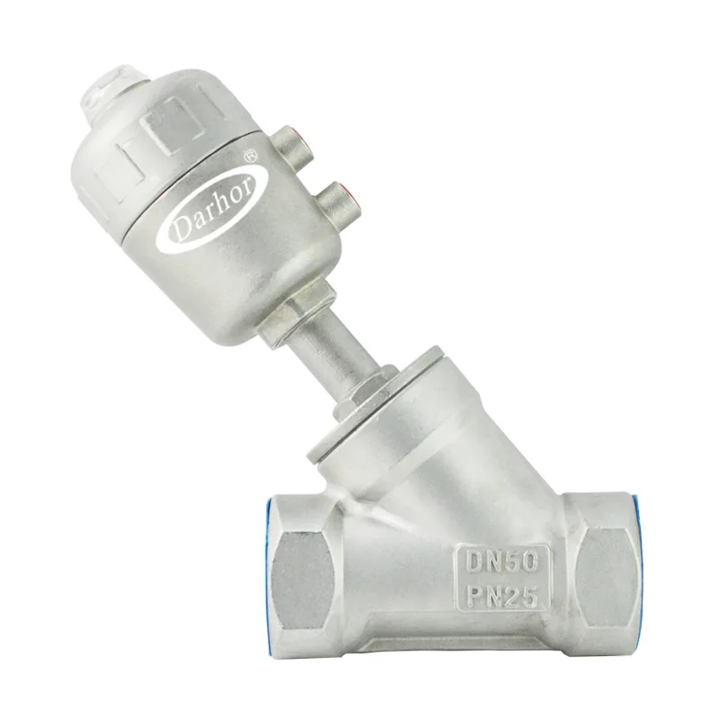 Stainless steel pneumatic control piston actuator manual angle seat valve double acting steam valve for air gas liquid DN15 DN20