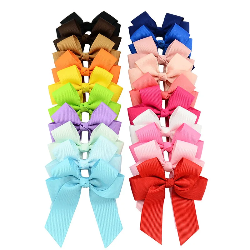 Cute Kids Hair Bows 20 Color Handmade Baby Six Ear Ribbon Polyester Rib Ribbon Bow Hair Clip