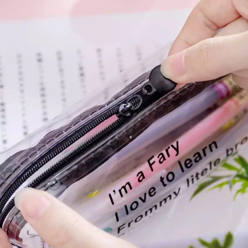 2023 New Popular Transparent PVC pencil case school plastic pencil pouch Travelling cosmetic pouch with zip