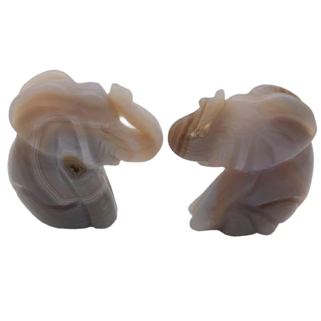 High Quality Beautiful Agate Geode Elephant Hand Carved Crystal Crafts For Halloween Decoration