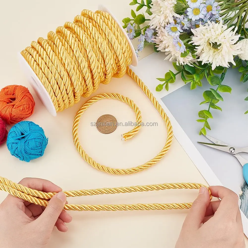 Twisted Trim Cord Rope Thread String for Home Decor, Crafts Making and Costume Crafting Super Soft 3 Strand Nylon Twisted Cord
